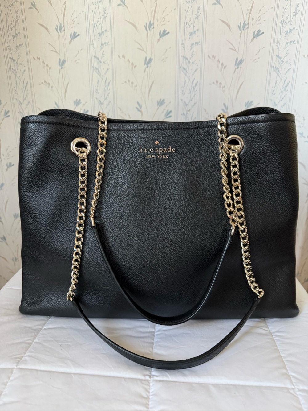 Kate Spade Black Leather Chain-Handle Tote